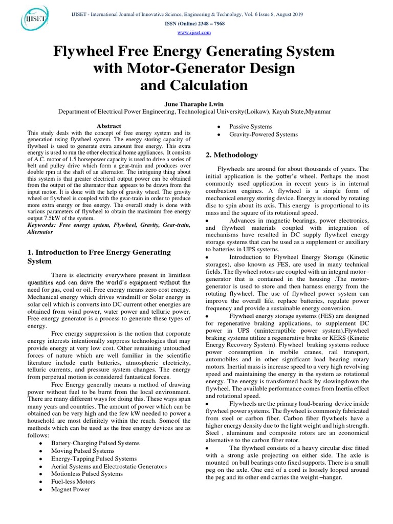Flywheel Free Energy Generating System With Design and