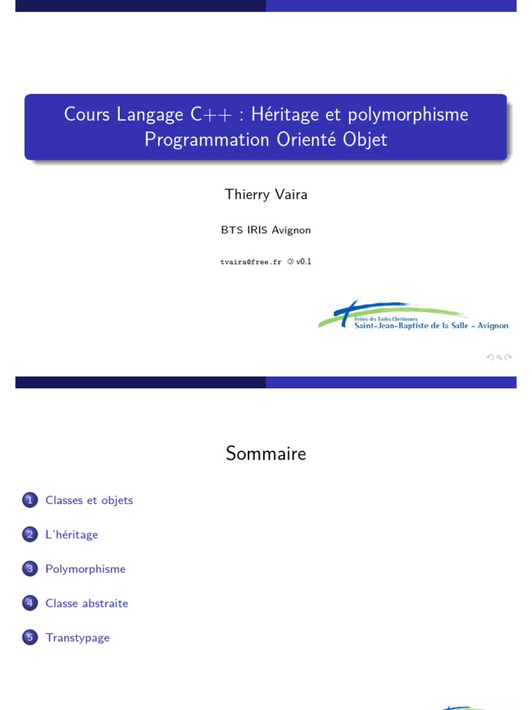 Cours C++ : Héritage et Polymorphisme | PDF | Classe (informatique) | C