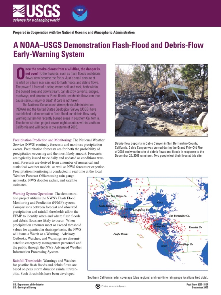 A NOAAUSGS Demonstration FlashFlood and DebrisFlow EarlyWarning