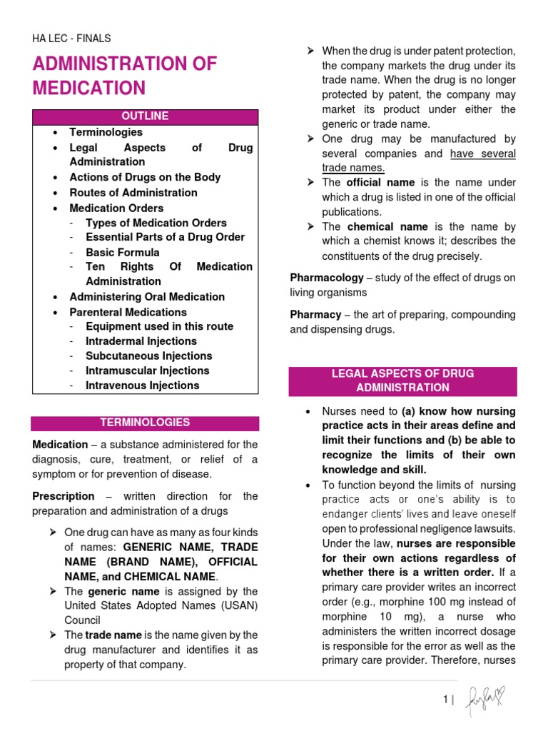 Medication Administration Essentials | PDF | Injection (Medicine) | Syringe