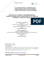 Revue de La Litterature Academique Et Professionnelle Relative Aux Facteurs D'efficacite Des Fonctions D'audit Interne