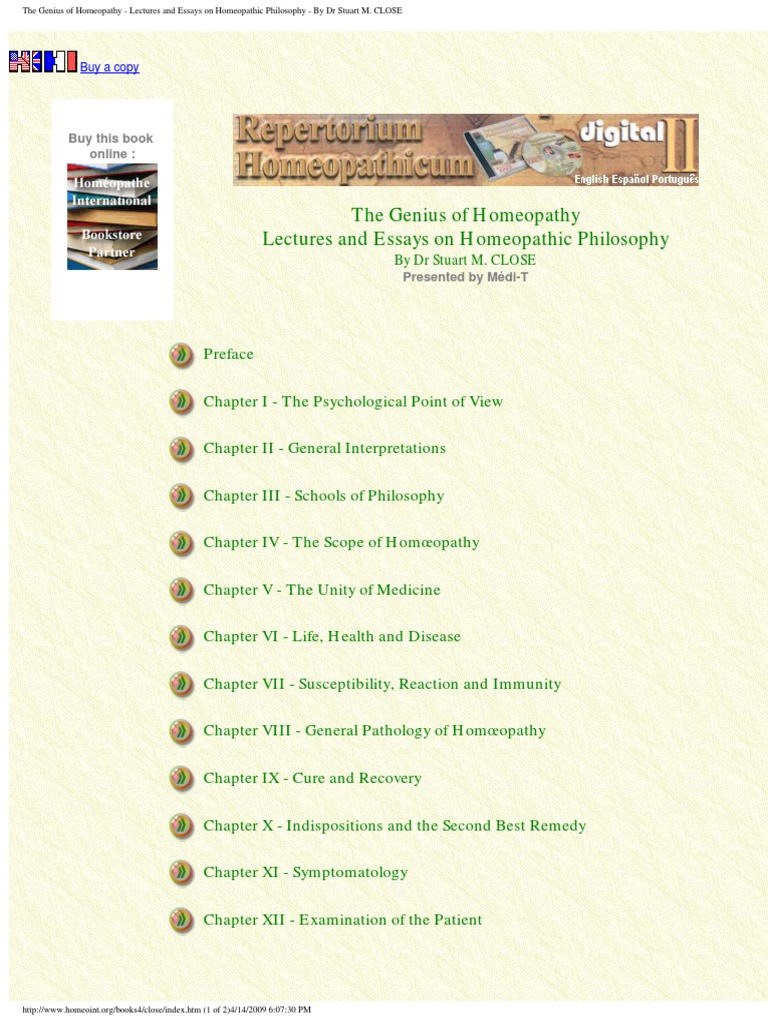 Homoeopathic Philosophy - by Stuart Close | PDF | Homeopathy | Intuition