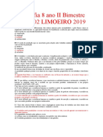 Filosofia 8 Ano IIBimestre Prova 02 LIMOEIRO 2019