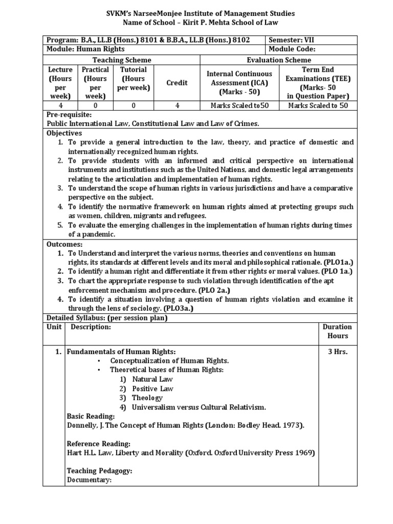 Human Rights Module Overview for Law Students | PDF | Human Rights ...