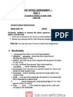 Front Front Office Office Assessment Assessment - Test Test 11 ( (
