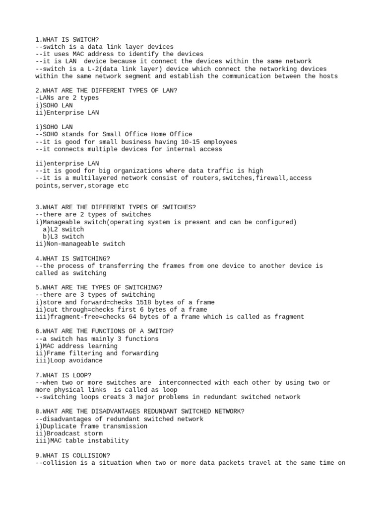 Basic Concept of Switch PDF Network Switch Computer Network