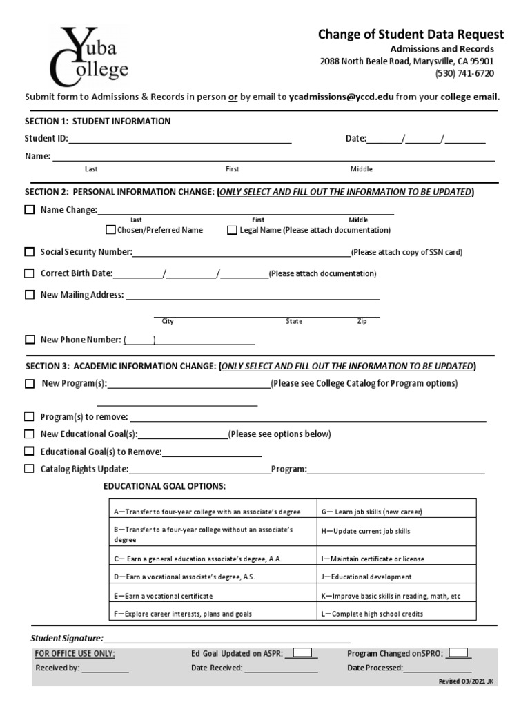 GTCC Program Change Request Form | PDF | Social Security Number