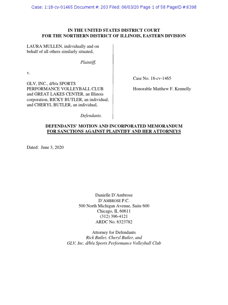 Rick Butler, Cheryl Butler, and GLV's Motion For Sanctions Against