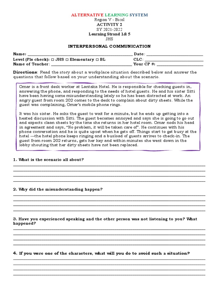 Interpersonal Communication Quiz | PDF