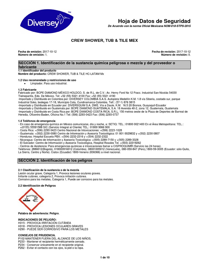 Hds Crew Shower Tub Tile Mex PDF Agua Residuos