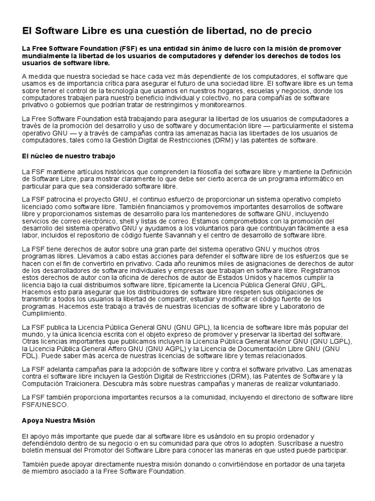 Libertad y Software Libre: FSF | PDF | Software libre | Gestión de ...
