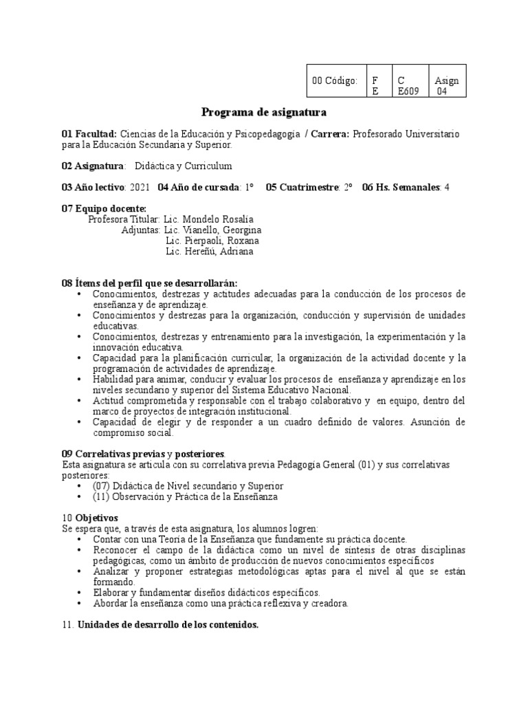 Didáctica y Curriculum en Educación Superior | PDF | Plan de estudios ...