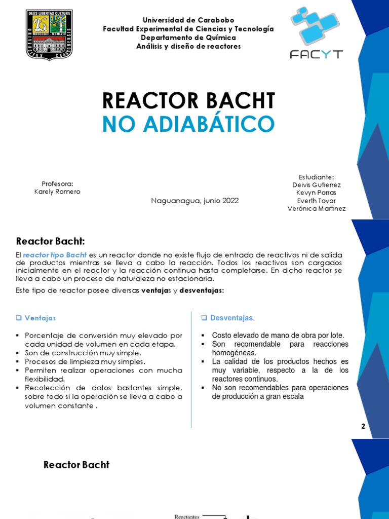 Reactores Bach PDF Reactor Quimico Velocidad de reacción