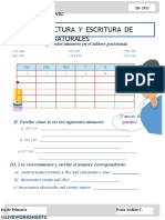 Tema Lectura Y Escritura de Nùmeros Naturales: Ficha Aplicativa