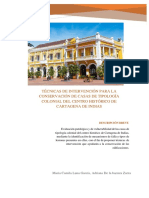 Técnicas de Intervención para La Conservación de Casas de Tipología Colonial Del Centro Histórico de Cartagena de Indias