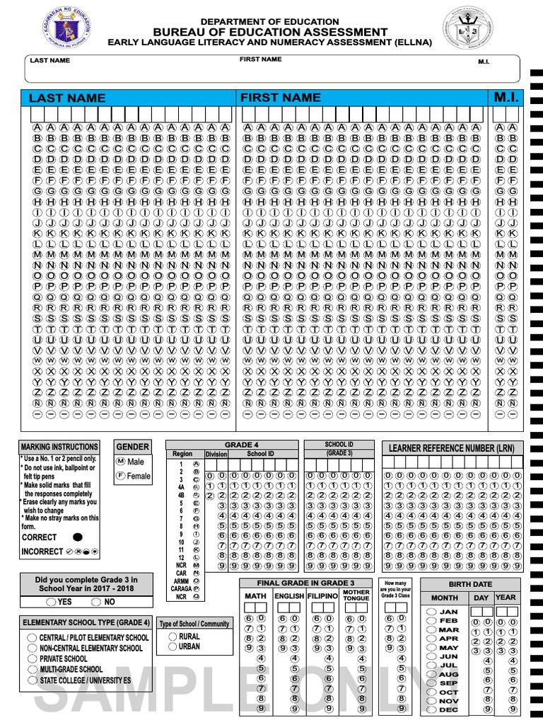 Ellna id sheets with answersheets pdf