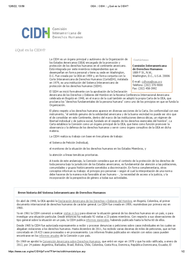 Comisión Interamericana de Derechos Humanos | PDF | Derechos | Crimen y ...