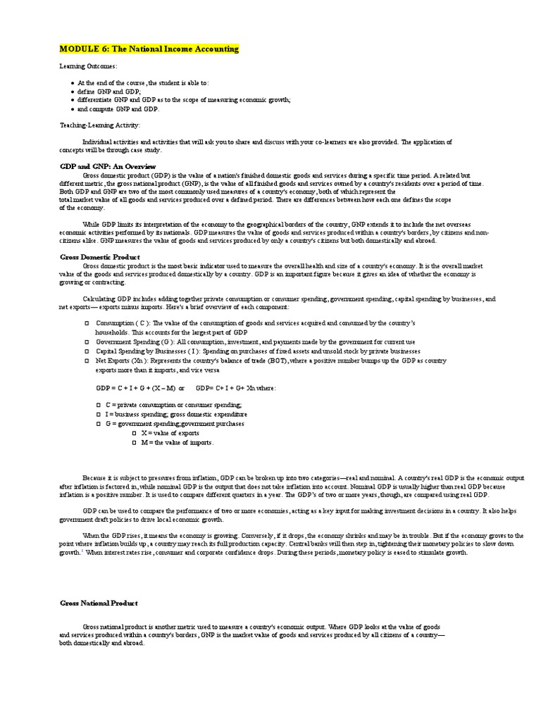 Understanding GDP and GNP Metrics | PDF | Gross Domestic Product ...