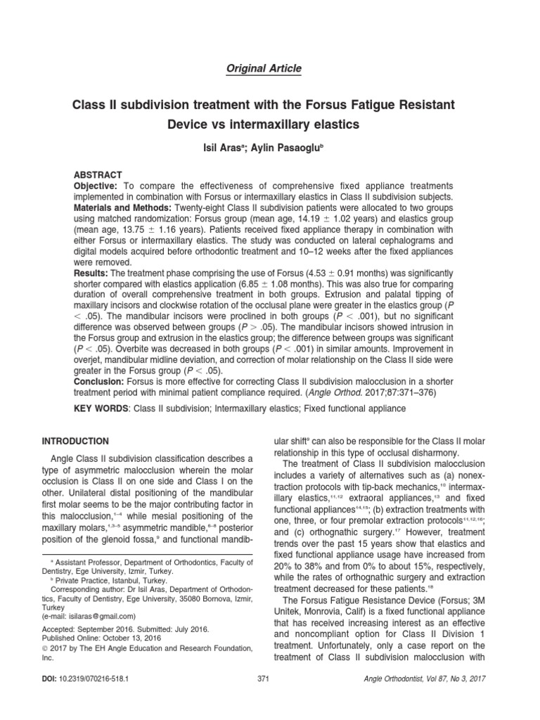 Class II Subdivision Treatment With The Forsus Fatigue Resistant Device