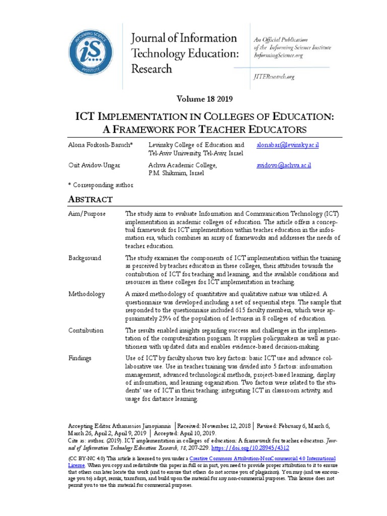 ICT Implementation in Colleges of Education A Fram | PDF | Educational ...
