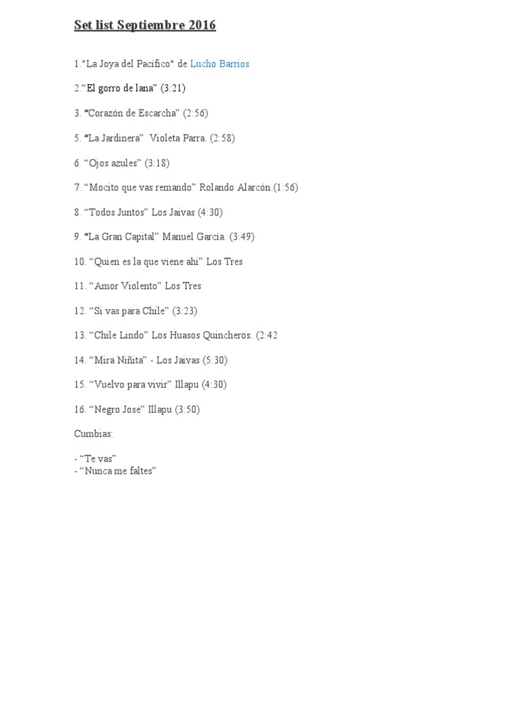Setlist Gig | PDF