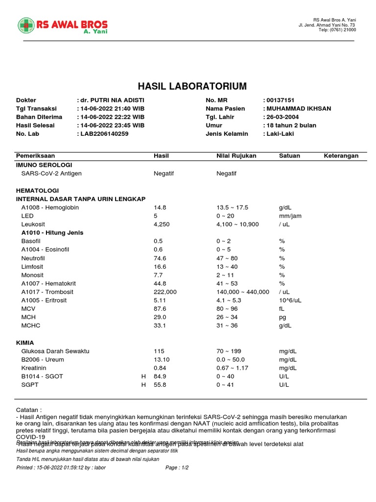 Hasil Laboratorium Muhammad Ikhsan | PDF