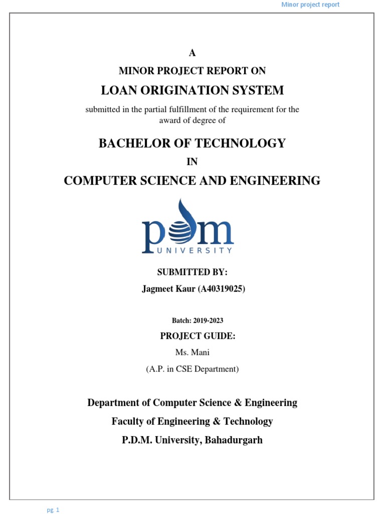 Loan Origination System: A Minor Project Report On | PDF | Java Virtual ...