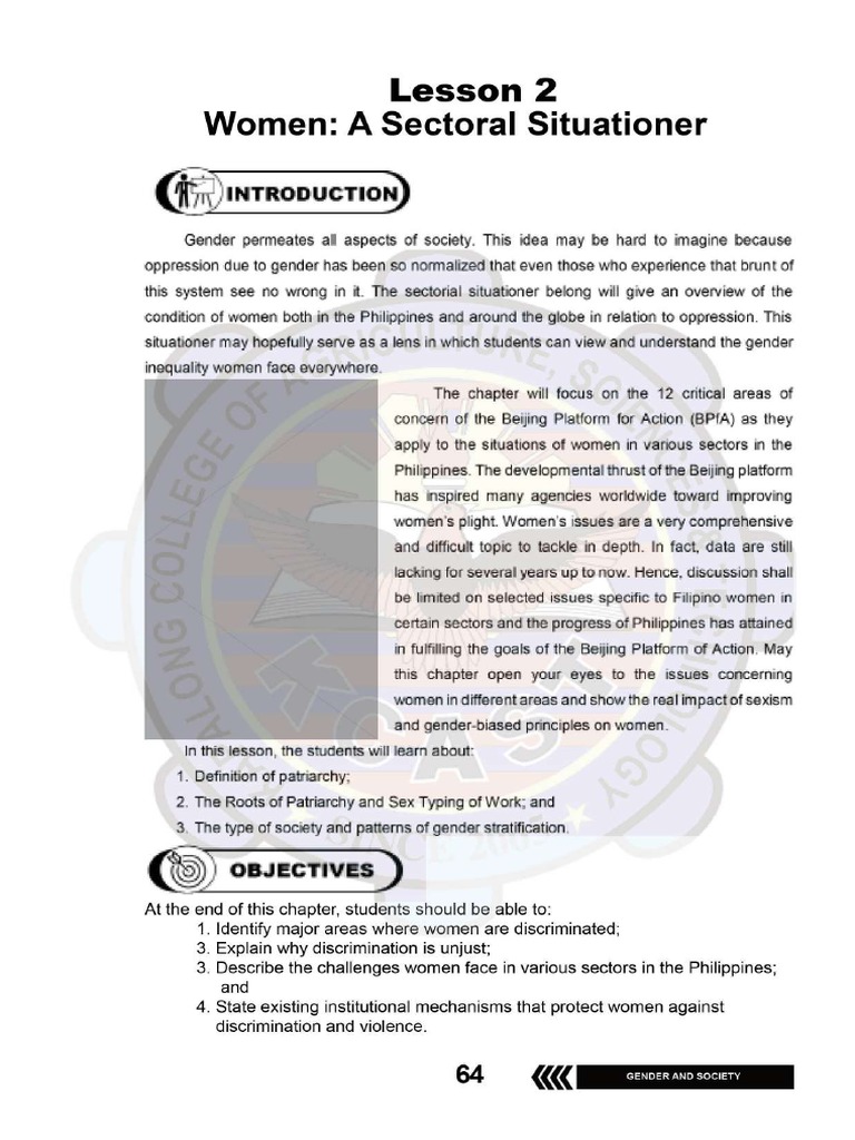 Gen Soc. l2 Women A Sectoral Situationer PDF