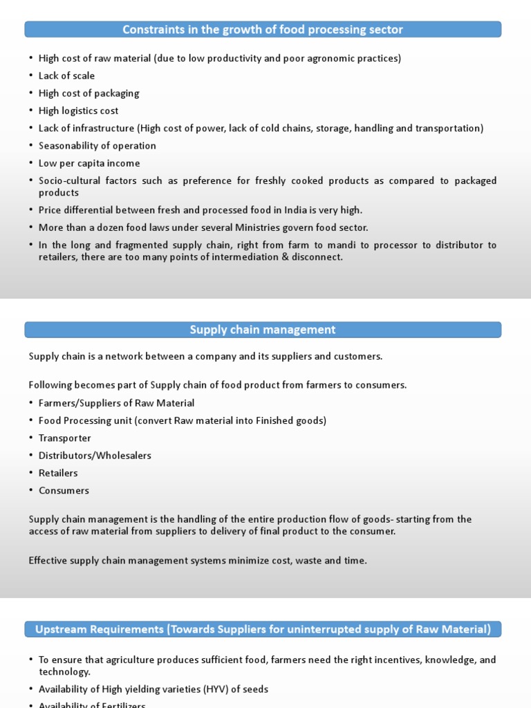 Constraints in The Growth of Food Processing Sector PDF Supply