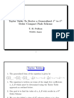 Taylor Table To Derive A Generalized 4 To6 Order Compact Pade Scheme