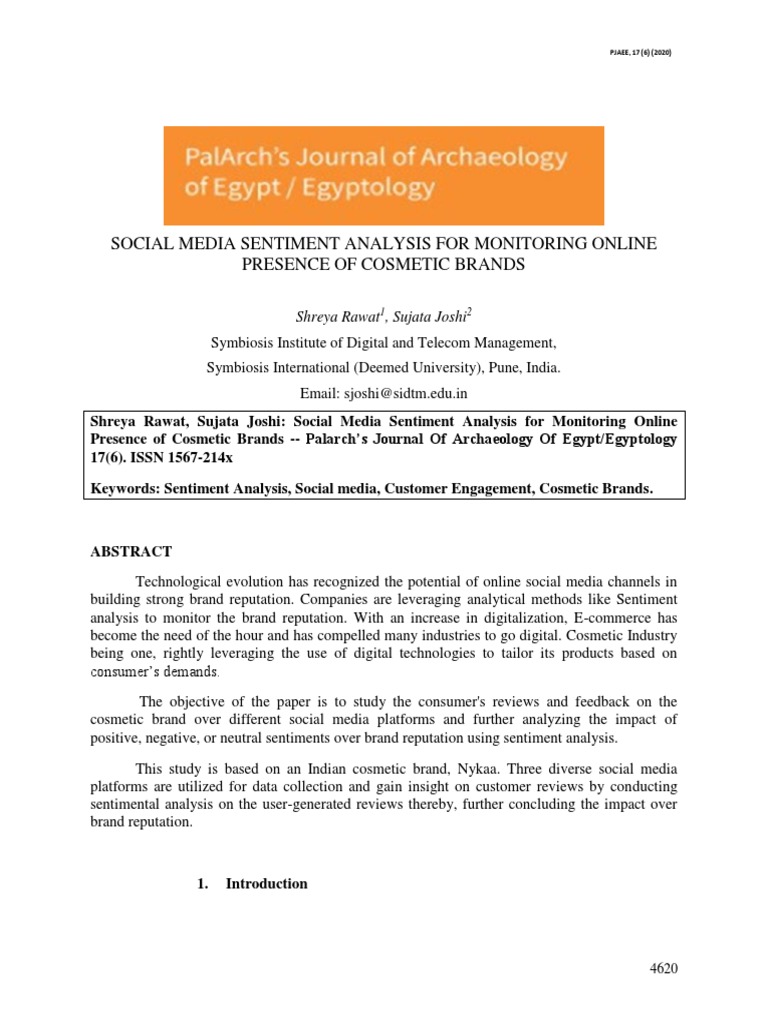 Social Media Sentiment Analysis For Monitoring Online Presence of ...