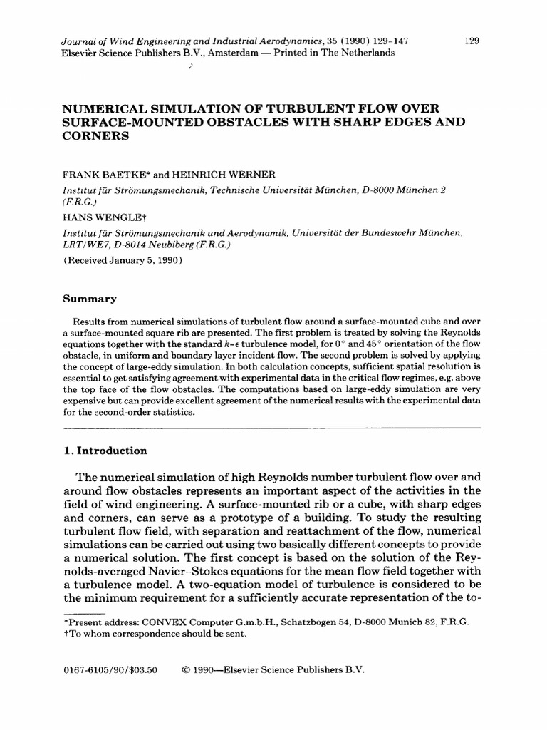 Numerical Simulation of Turbulent Flow Over Surface Mounted Obstacles ...