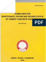 Specification For Road Defects/IRC SP 83 2018 Rigid Pavement Maintenance