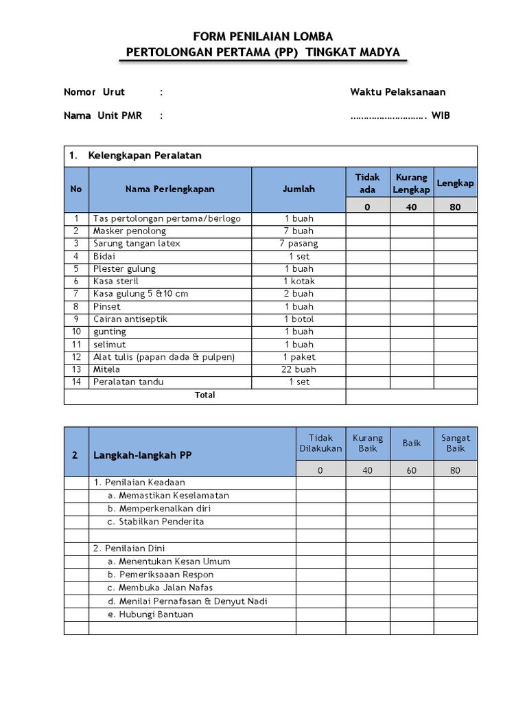 Format Penilaian Lomba PP Tingkat Madya | PDF