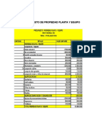 Presupuesto de Propiedad Planta y Equipo Gastos y Costos