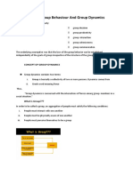 Group Behaviour and Group Dynamics