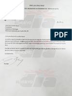 Carta de renuncia de José Luis Cruz a la alcaldía de Trujillo Alto