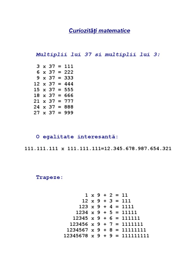 Curiozitati Matematice | PDF
