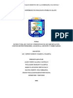 Estructura de costos, presupuestos de importación y costos logísticos, de proveedores y tributarios