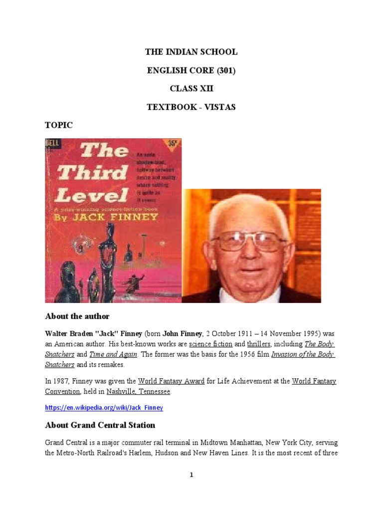 Jack Finney's "The Third Level" Overview | PDF