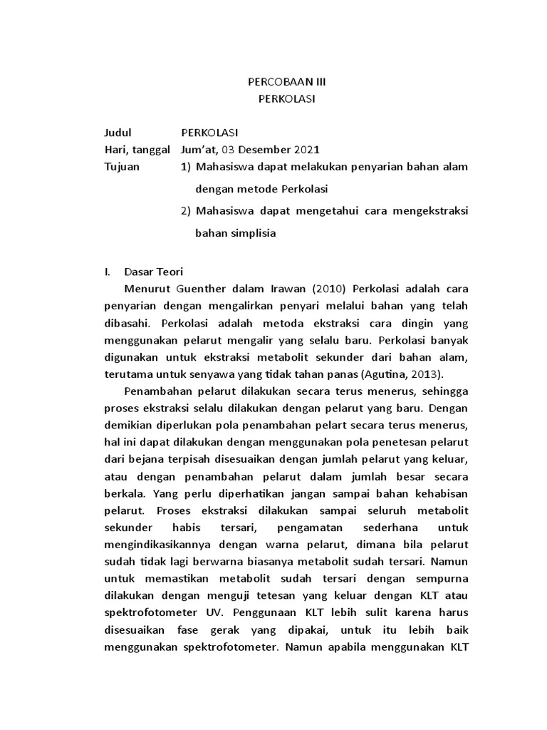 Metode Perkolasi untuk Ekstraksi Kopi | PDF | Sains & Matematika