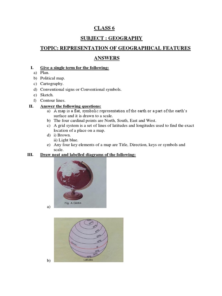 Class 6 Geography: Map Features Answers | PDF | Map | Cartography