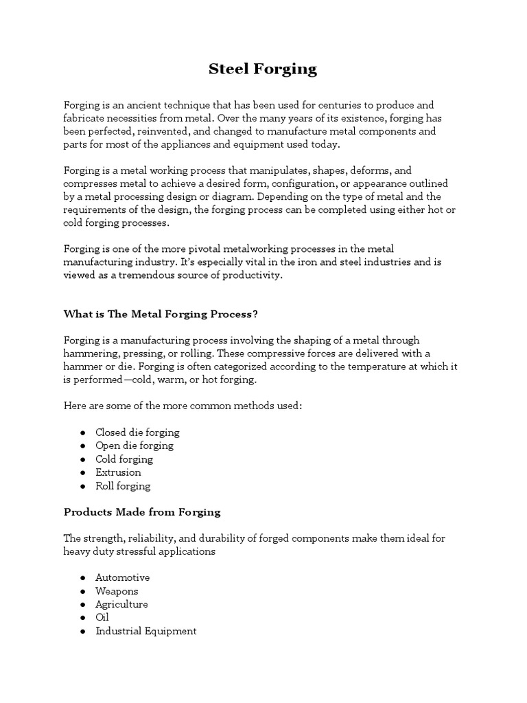 Steel Forging: What Is The Metal Forging Process? | PDF | Forging | Metals