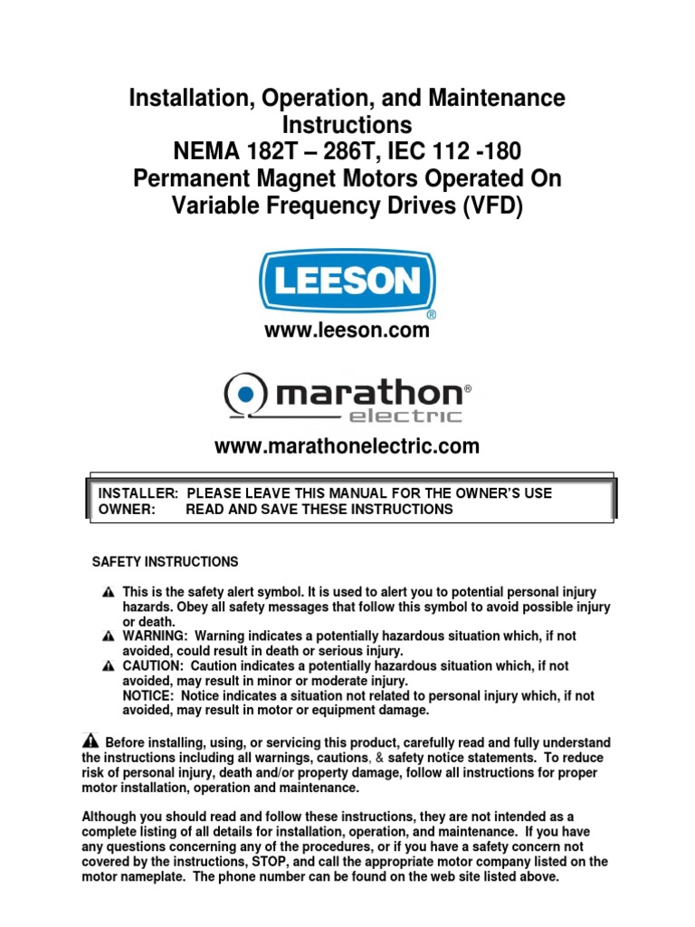 Installation, Operation, and Maintenance Instructions for Permanent