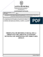 Ordenanza de Reforma Parcial de La Ordenanza Sdel Servicio Autónomo de Administración Tributaria (SEMAT)