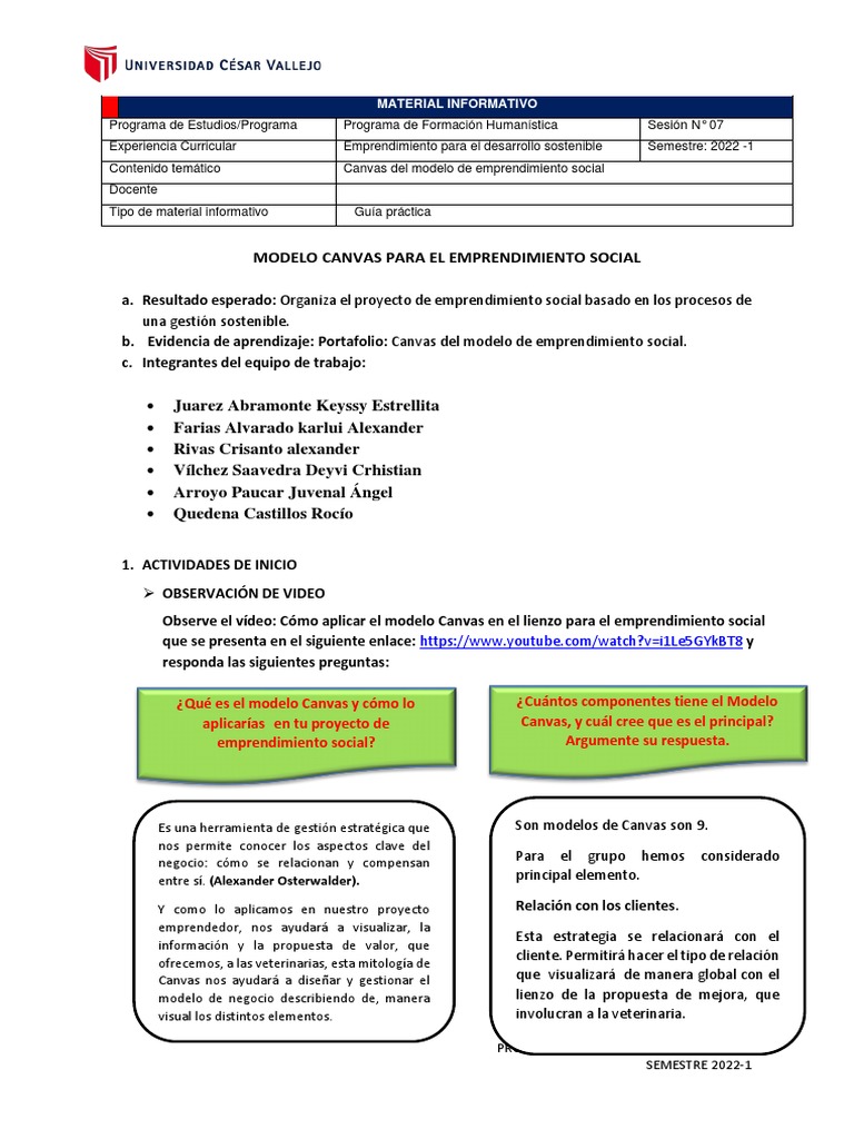 Guía Práctica #07 | PDF | Iniciativa empresarial | Modelo de negocio