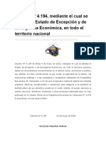 Decreto declara Emergencia Económica