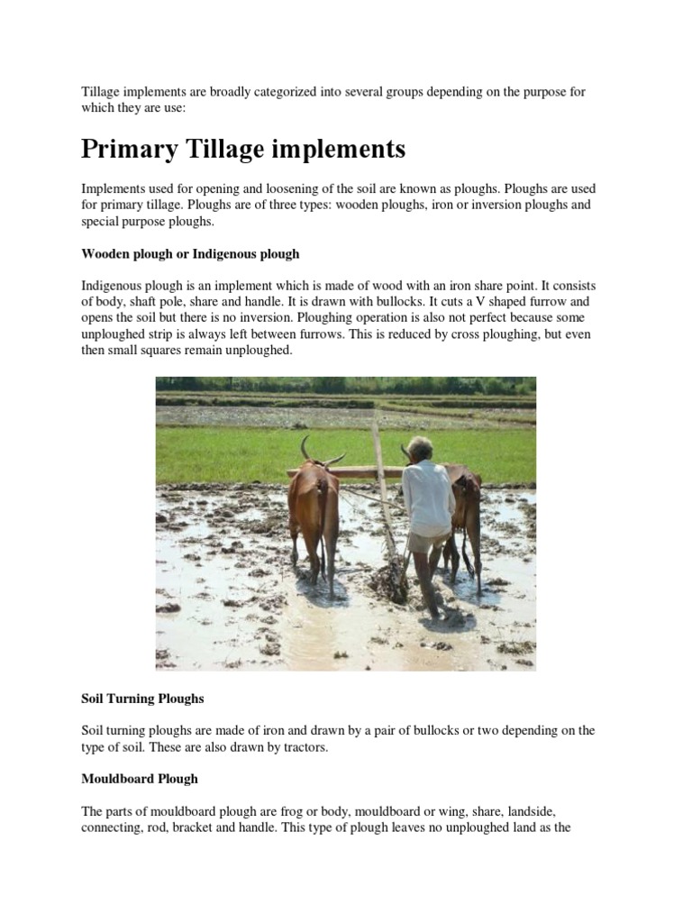 Primary Tillage Implements: Wooden Plough or Indigenous Plough | PDF ...