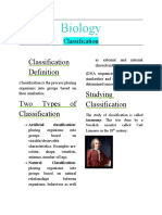 Biology: Classification Studying Classification