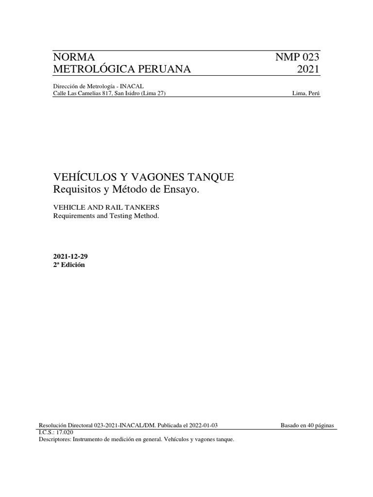 Requisitos y Ensayos de Tanques de Vehículos | PDF | Tanques | Medición